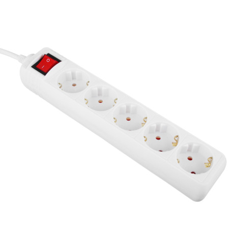 FORZA Удлинитель 5 гнезд, 5м, с зазем и выкл., евро, с защит. шторками, 16A 3500Вт