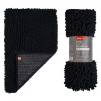 Коврик д/ванной 50*80см, микрофибра Лапша (шенилл) h ворса=3см,черный, Брейди 60606 Master House