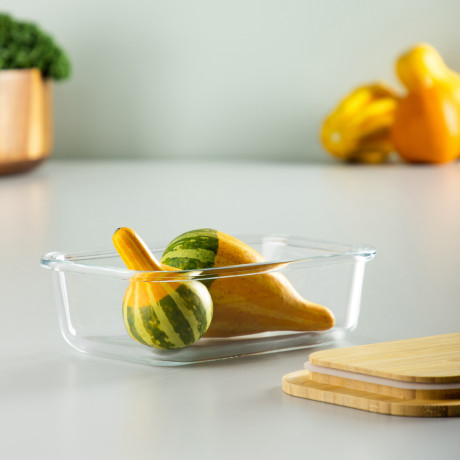 VETTA Контейнер для продуктов 600мл, крышка бамбук, жаропрочное стекло