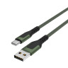 BY Кабель для зарядки Satiny Type-C, 1,5м, Быстрая зарядка 3А, QC, PD 20W, тканевый, зеленый