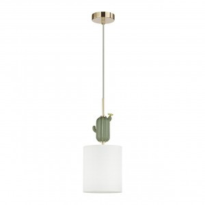 ODEON LIGHT 5425/1 MODERN ODL_EX24 зол./зеленый/бел/мет/керамика/ткань Подвес E14 1*40W CACTUS
