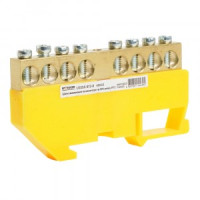 STEKKER шина нулевая "ноль" на DIN-изоляторе 8x12, 8 отв. 160А, желтый LD555-812-8 49553 89