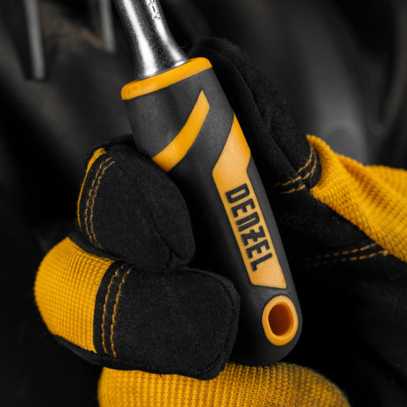 Ключ-трещотка 1/4", 90 зубьев, с быстрым сбросом, CrV Denzel