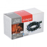 VEGAS Гирлянда-нить 50LED  холодный, 5м, 8реж., зеленый провод, 220V