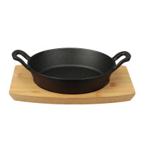 SATOSHI Сковорода мини на подставке из бамбука чугун, круглая, 18см, индукция