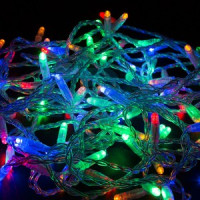Гирлянда-нить ул. 100LED разноцв 10м прозр.ПВХ без б/п (код634330/677681)IP65 соед 305-189Neon Night