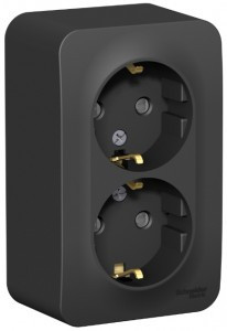 Systeme Electric BLANCA роз. ОУ 2 мест. 16А антрацит(пл.осн., земля, штор, изол.пл.) BLNRA011216(8!)