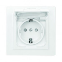 EKF Минск Розетка 1-мест. СП с/з с крышкой 16А бел. с защ. штор. IP44 ERR16-029-100-44