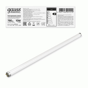 Gauss Elementary лампа T8 Glass 600mm G13 10W(780lm) 4000K 4K матовая/стекло 93020