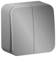 Systeme Electric BLANCA выкл. ОУ 2 кл. 10А алюм. (пл.осн.) BLNVA105003 (5!)