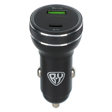 BY Зарядное устройство с дисплеем и подсветкой 12/24 В, 48 Вт QC, PD, PPS, Type-c/USB-A, алюминий