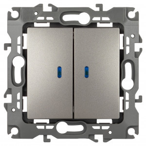 ЭРА 12 мех. выкл. СУ 2 кл. 10А (инд.) подсветка, автоклеммы, титан 12-1105-16