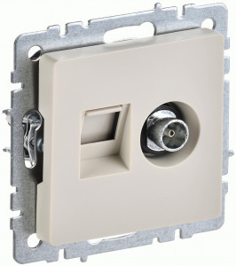 IEK BRITE мех. роз. СУ двойная TV+RJ45 кат.5E РТВ/РК12-БрКр бежевый BR-AK20-1-K10