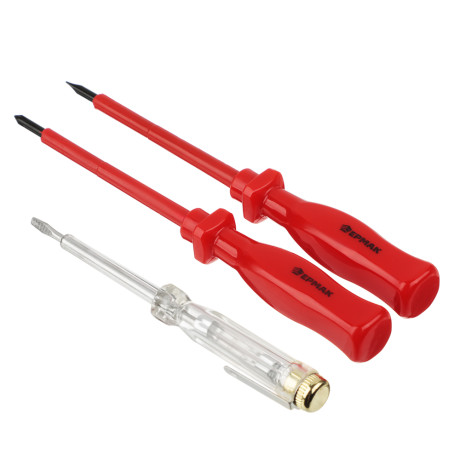 ЕРМАК Набор отверток 3шт диэлектрических (SL4*100, PH1*100; тестер 140мм)