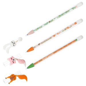 Ручка гелевая стираемая MESHU "Lovely animals" синяя, 0,5мм, корпус ассорти, с топпером Арт.362471