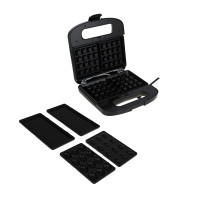 LEBEN Мультипекарь 3-в-1, 1000 Вт, 3 съёмных панели (орешки, венские вафли, гриль)