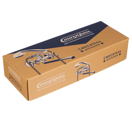 СоюзКран Смеситель для ванны с душем, круглый излив 30см, кер. кран-буксы 1/2, хром, цинк, SK08-S237