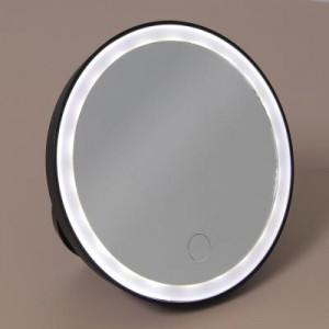 ЮНИLOOK Зеркало с LED-подсветкой, 4xAAA, USB-провод, пластик, стекло, d15см