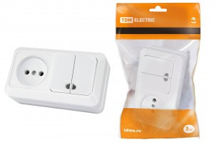 TDM Ладога блок горизонт. (роз. + 2 кл. выкл.) ОУ бел. (инд. IP20) БКВР (5!) SQ1801-0108