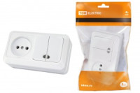 TDM Ладога блок горизонт. (роз. + 2 кл. выкл.) ОУ бел. (инд. IP20) БКВР (5!) SQ1801-0108