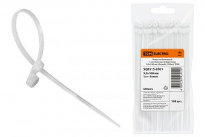 TDM Хомут нейлоновый с монтажным отверстием 3,5х100мм бел (10!) (уп.100шт, цена за уп.) SQ0515-0501