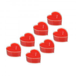 LADECOR Набор свечей в гильзе в виде сердца, 7 шт, парафин, пластик (4x2 см) цвет красный