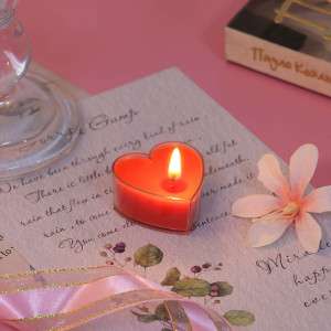 LADECOR Набор свечей в гильзе в виде сердца, 7 шт, парафин, пластик (4x2 см) цвет красный