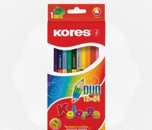 Карандаши цветные 24цв 12шт 3-гран,двустор с точилкой  93212. Kores 128906