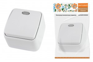 TDM Дача Народная выкл. ОУ 1 кл. инд.  10А БЕЛЫЙ (10!) SQ1824-0005