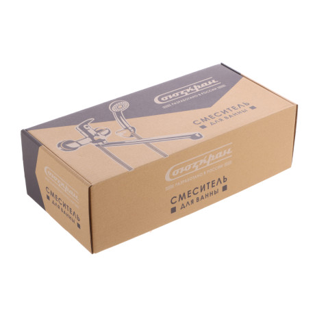 СоюзКран Смеситель для ванны с душем, прямой излив 35см, керам. картридж 35мм, хром, цинк, SK08-P136