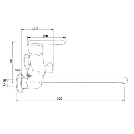 СоюзКран Смеситель для ванны с душем, прямой излив 35см, керам. картридж 35мм, хром, цинк, SK08-P136