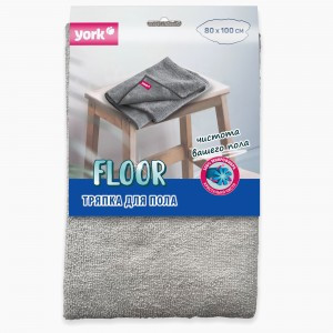 Тряпка для пола микрофибра 80*100см,250гр/м2,доп строчка по краю,серая,022340/ YORK