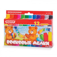 Восковые мелки утолщенные ПИФАГОР, 12цв., на масляной основе, яркие цвета, 222970