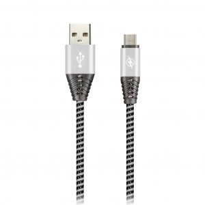 Дата-кабель USB(A)шт. - microUSBшт.Smartbuy HEDGEHOG серый 2А,1м (iK-12HH gray)/100
