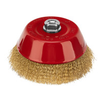 Щетка для УШМ, 150 мм, М14, &quot;чашка&quot;, латунированная витая проволока Matrix