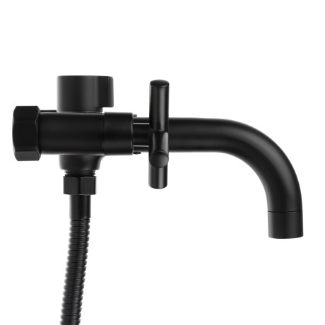 RAIN Смеситель для ванны Кристал, короткий излив, душ. набор, кран-буксы 1/2, латунь, черный