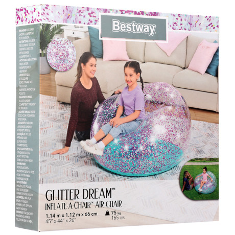 BESTWAY Надувное кресло GLITTER DREAM  INFLATE-A-CHAIR , 114x112x66см, 75115