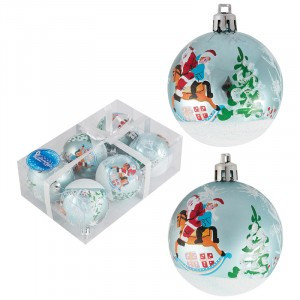 Набор шаров "Зимний пейзаж" (6шт) цвет голубой Волшебная страна