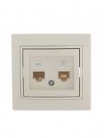 Lezard Мира роз. телеф./компьют. СУ 2 мест. крем. (RJ11+RJ45) (корпус PC) 701-0303-143