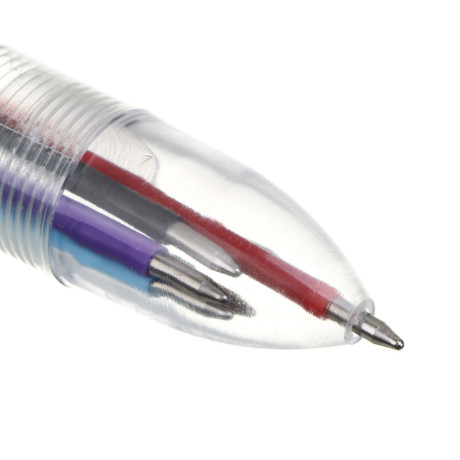 Авторучка шариковая ClipStudio 6 цветов, прозрачный корпус, наконечник 0,7 мм