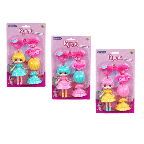 ИГРОЛЕНД Кукла с аксессуарами, PP, ABS, 16,5х3,5х29 см, 3 вида