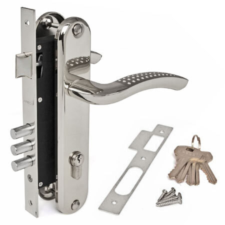 Замок врез 2227-NI/S  Apecs (хром/сатин) с ручками, личина-60мм  \10