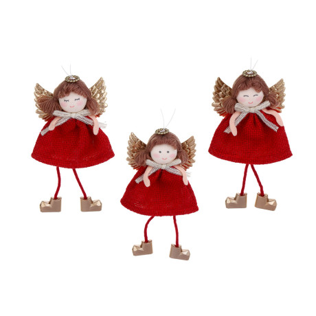 СНОУ БУМ Сувенир елочный Ангел 15 см, полиэстер, красный, 3 вида