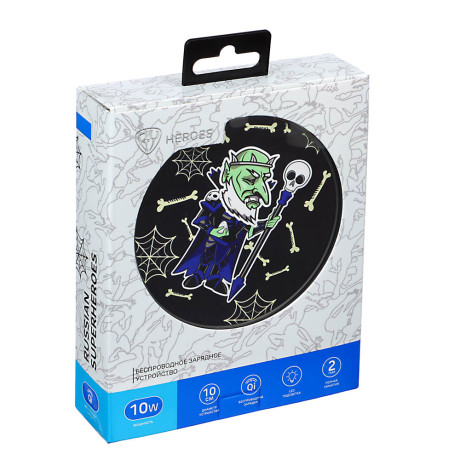 BY Беспроводное зарядное устройство Qi Герои, LED подсветка, 10W, D10см