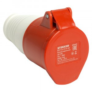 STEKKER силовая розетка CEE переносная ST-214 3P+PE 16А 380В IP44, RST16-214-44 49440
