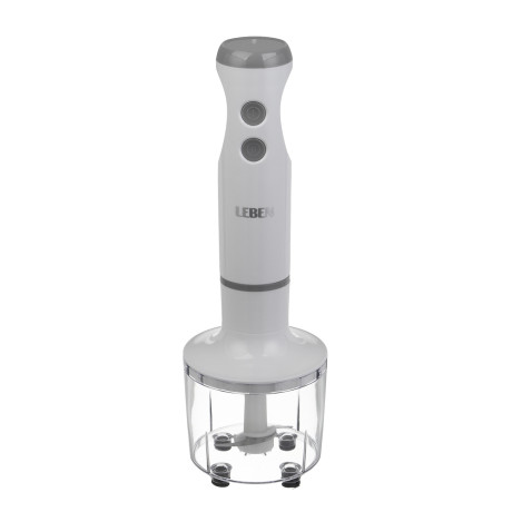 LEBEN Блендер погружной, 900 Вт, 2 скорости, металл.стержень, чоппер и стакан, белый