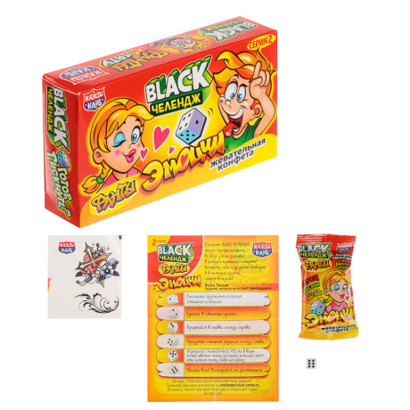 Жевательная конфета "Black Челендж Фанты" с татуировкой 15гр (cерия 2 Эмоции)