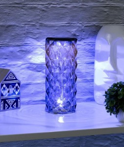 СТАРТ св-к декор. настольный 2LED Crystal Rose Black акк.1000mAh сенсор/димм RGB+бел 220x90 USB-шнур