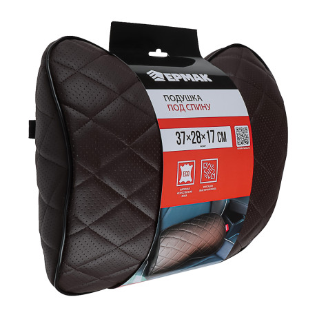ЕРМАК / NG Подушка под спину, искусственная кожа, эластичная лента, 37х28х17 см, коричневый