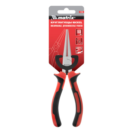 Круглогубцы Nickel, 160 мм, никелированные, двухкомпонентные рукоятки Matrix